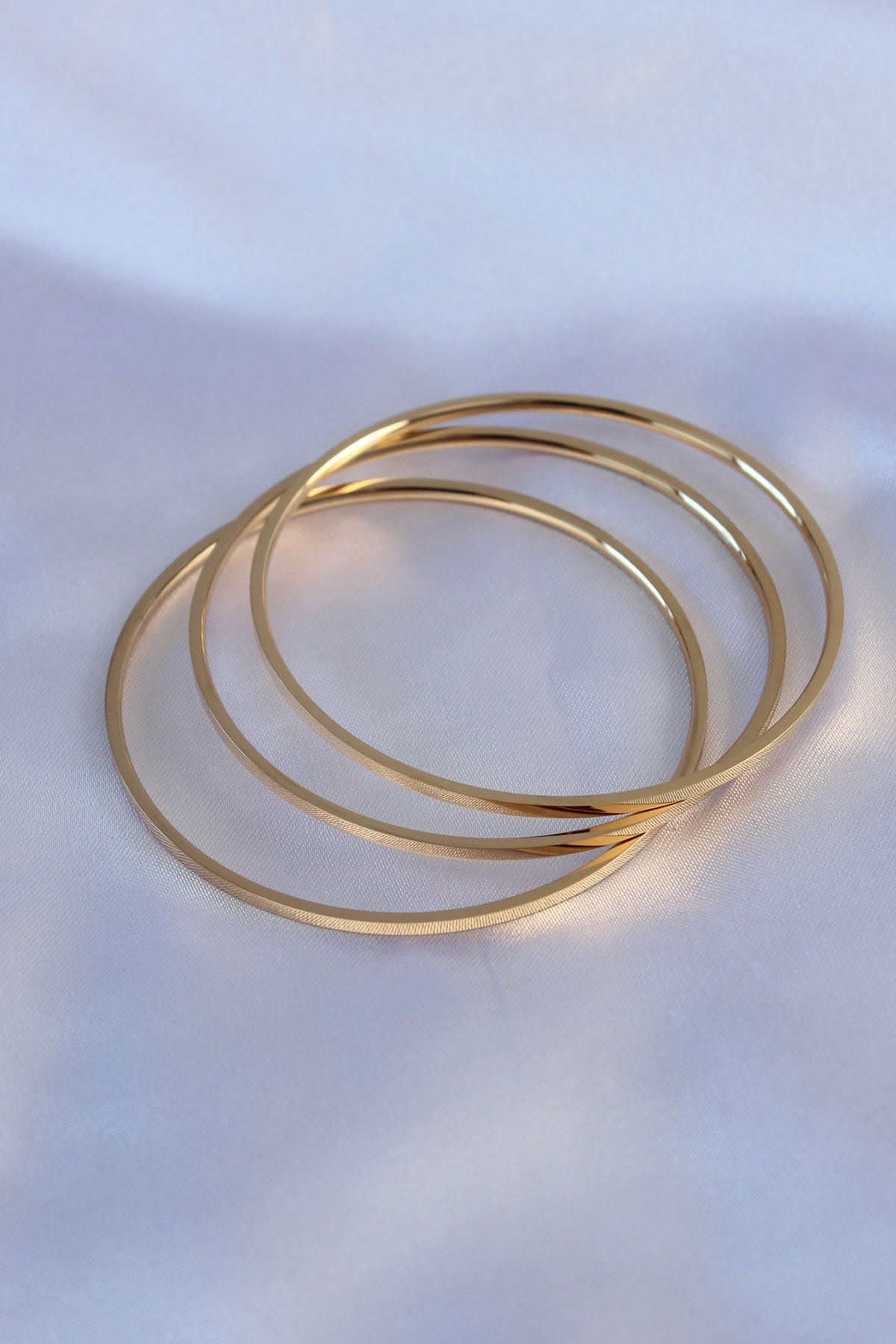 316L Çelik Gold Renk 3’lü Ajda Model Kadın 60 mm Bilezik
