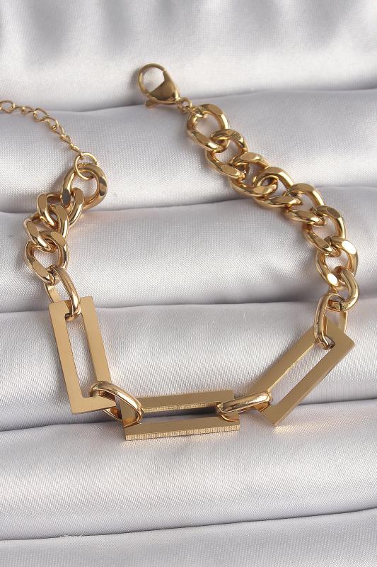 316L Çelik Gold Renk 2’Li Zincir Model Kadın Bileklik
