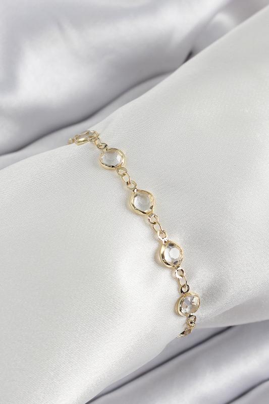 Pirinç Gold Renk Zirkon Taşlı Kadın Bileklik