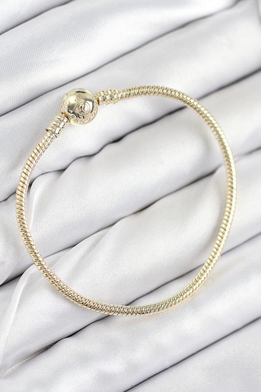 Pirinç Charm Topcuk Model Gold Renk Kadın Bileklik
