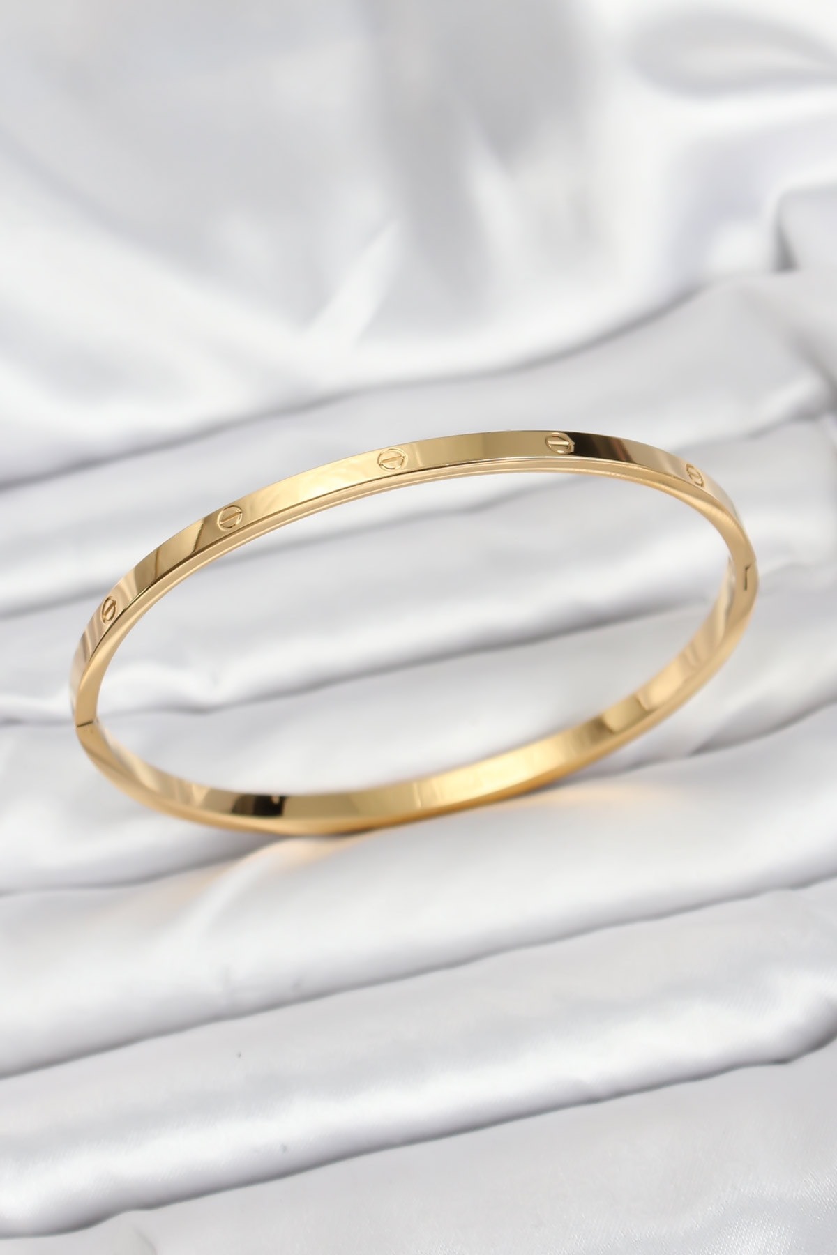 316L Çelik Gold Renk 65 mm İnce Kadın Kelepçe Bileklik
