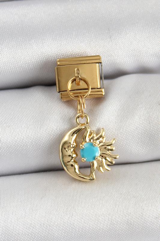 316L Çelik Sallantılı Ay Ve Güneş Model Gold Renk Nomination Charm