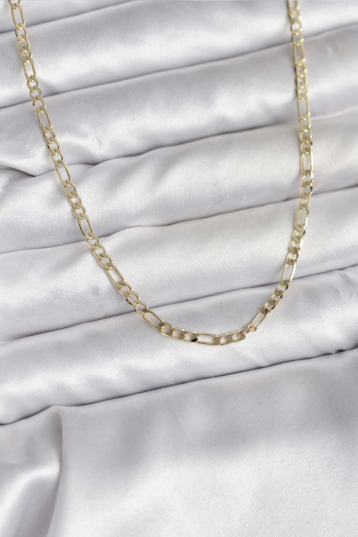 14K Gold Renk Kaplama Kuşgözü Zincir Model Pirinç CM Kadın Kolye