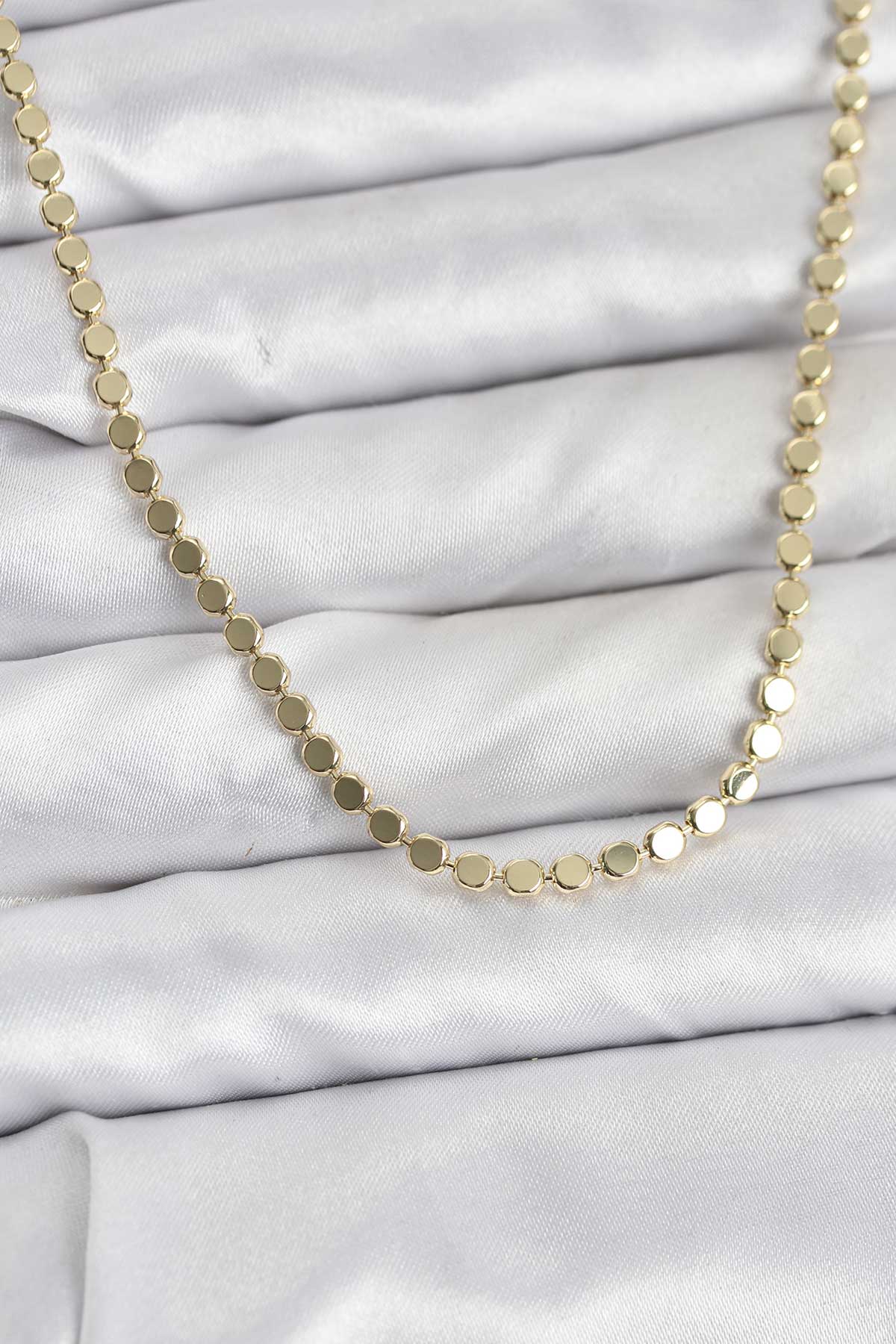 316L Çelik Zincir Gold Renk Ezme Zincir Model  45 cm Kadın Kolye