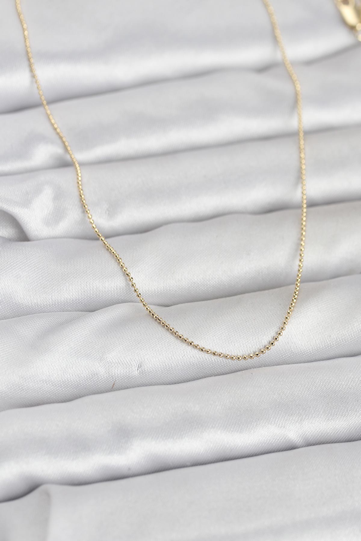 CM 14K Gold Renk İnce Top Zincirli 60 cm Kadın Kolye