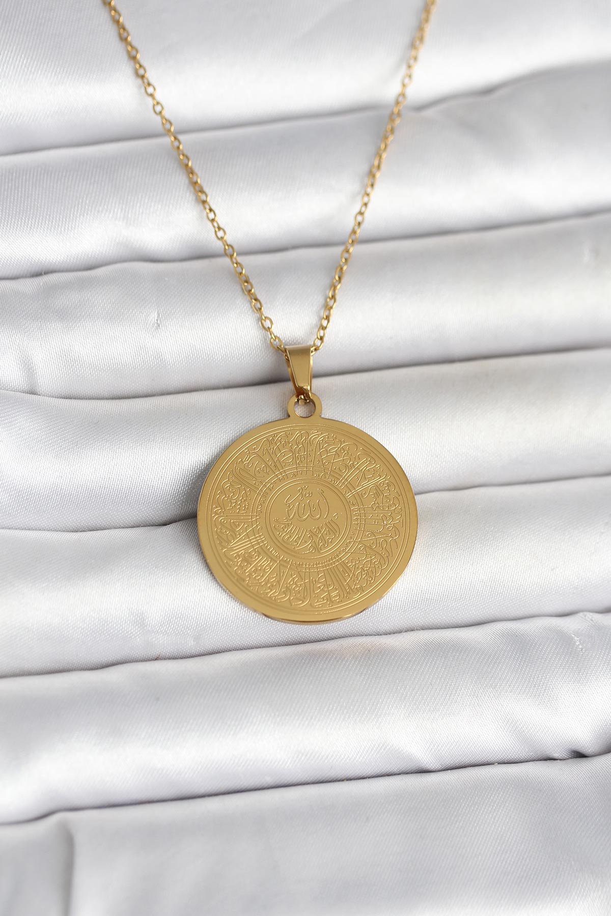 316L Çelik Gold Renk Ayetel Kürsi Yazılı Kolye