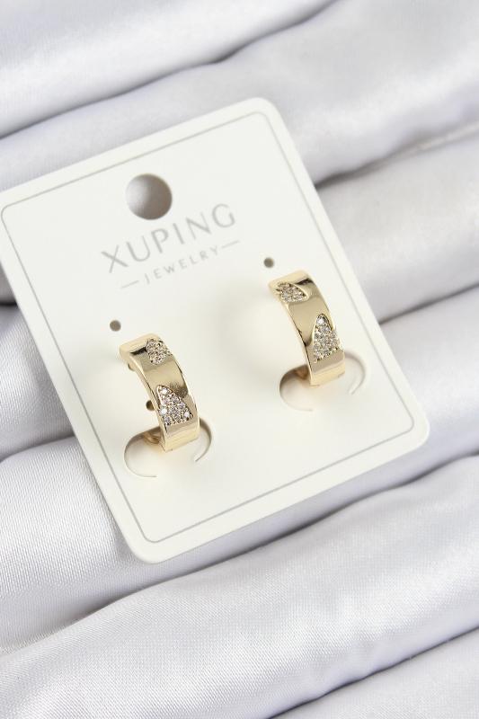 Xuping Zirkon Taşlı Desenli Halka Model Gold Renk Kadın Küpe