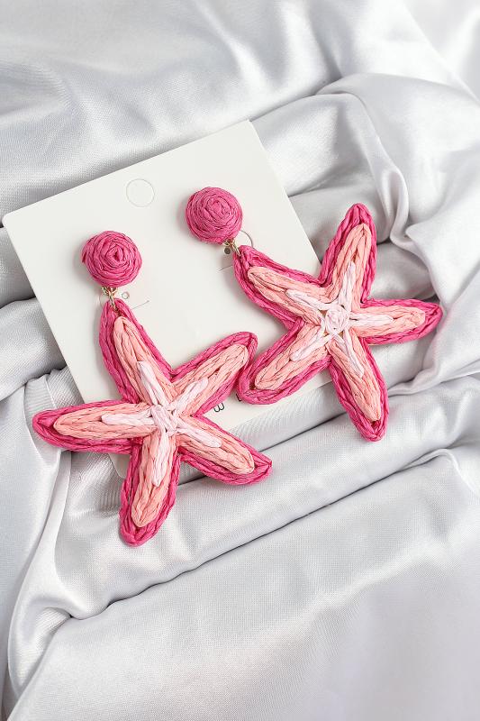 Pirinç Pembe Deniz Yıldızı Model Gold Renk Kadın Hasır Küpe