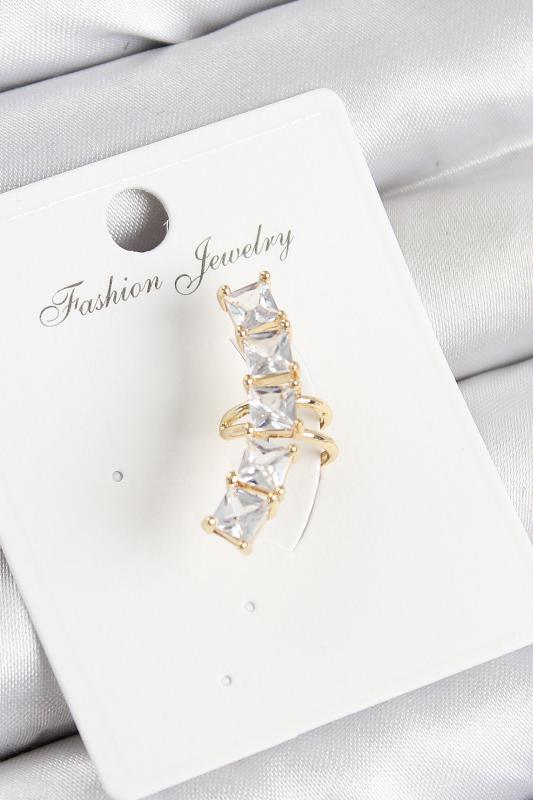 Pirinç Zirkon Taşlı Model Gold Renk Sağ Kıkırdak Küpe