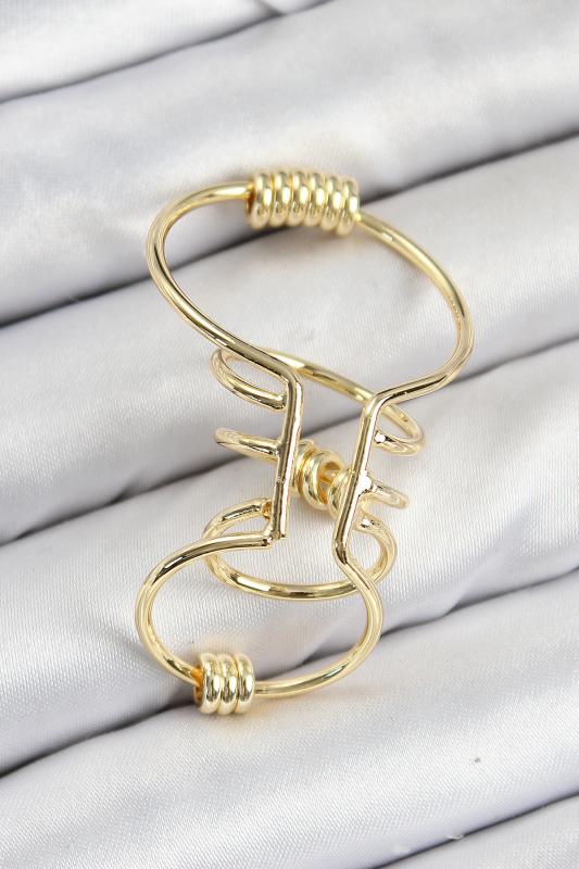 Pirinç Halkalı Model Gold Renk Kıkırdak Küpe