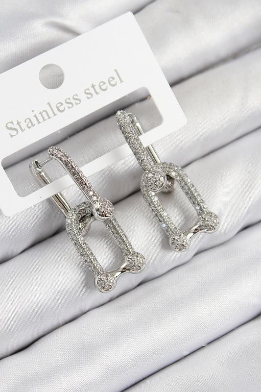 Pirinç Zirkon Taşlı Tifany Model Gümüş Renk Kadın Küpe