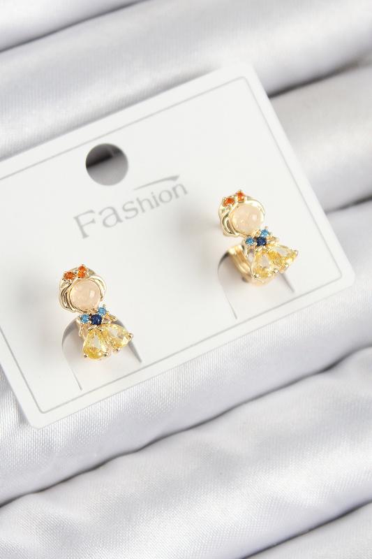 Pirinç Zirkon Taşlı Pamuk Prenses Model Gold Renk Çocuk Küpe