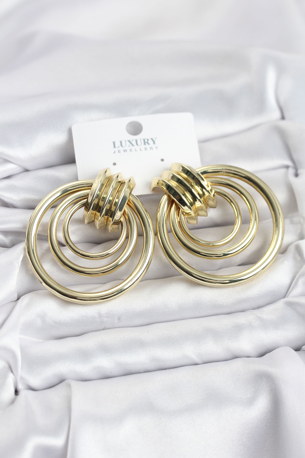 Pirinç Gold Renk Halka Model Vintage Kadın Küpe