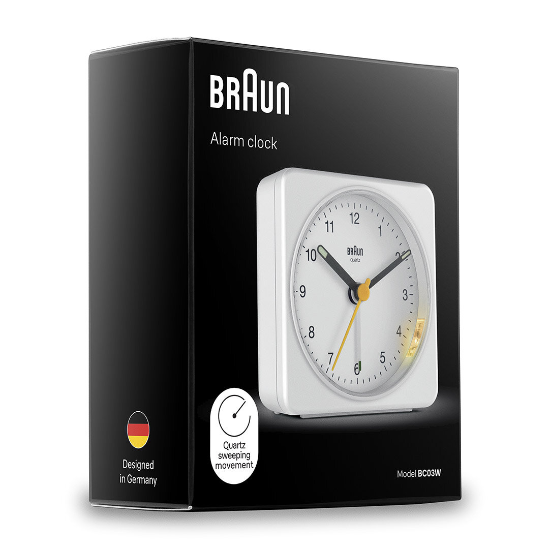 BRAUN BC03W BEYAZ KLASİK SEYAHAT ANALOG ALARMLI MASA SAATİ