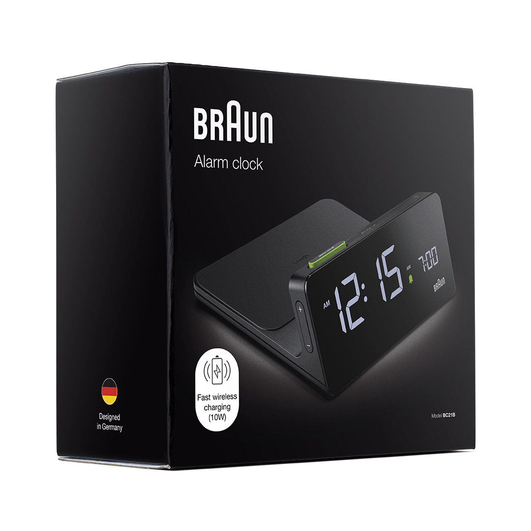 BRAUN BC21BEU SİYAH DİJİTAL KABLOSUZ ŞARJLI ALARMLI MASA SAATi