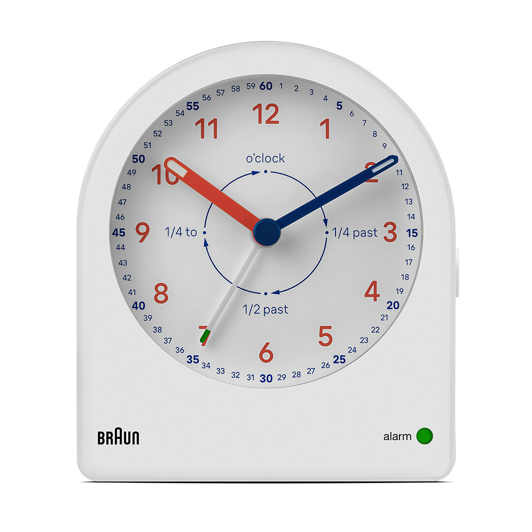 BRAUN BC22TW BEYAZ TIME TEACHERS ANALOG ALARMLI MASA SAATİ