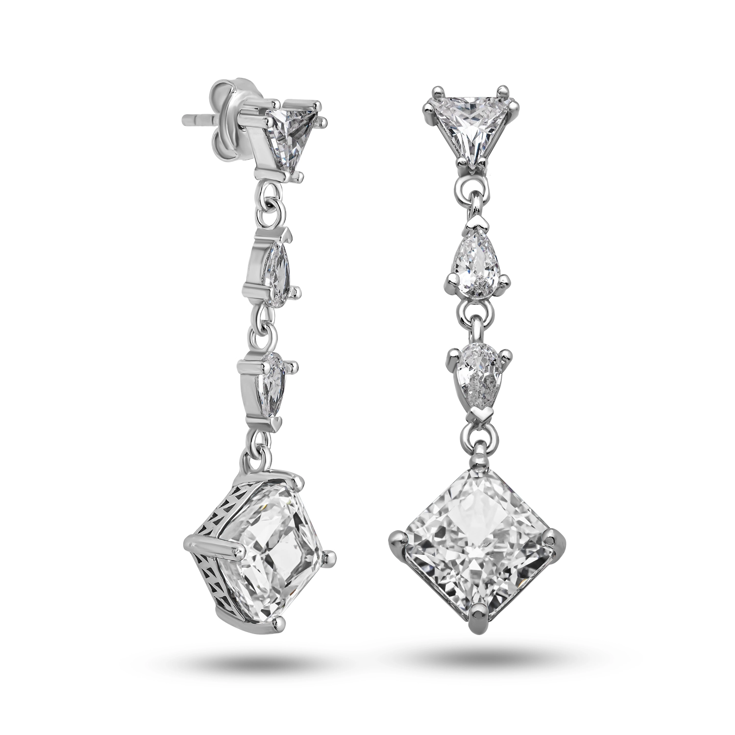 Gümüş Ice Cut Zirkon Taşlı Işıltılı Kadın Küpe