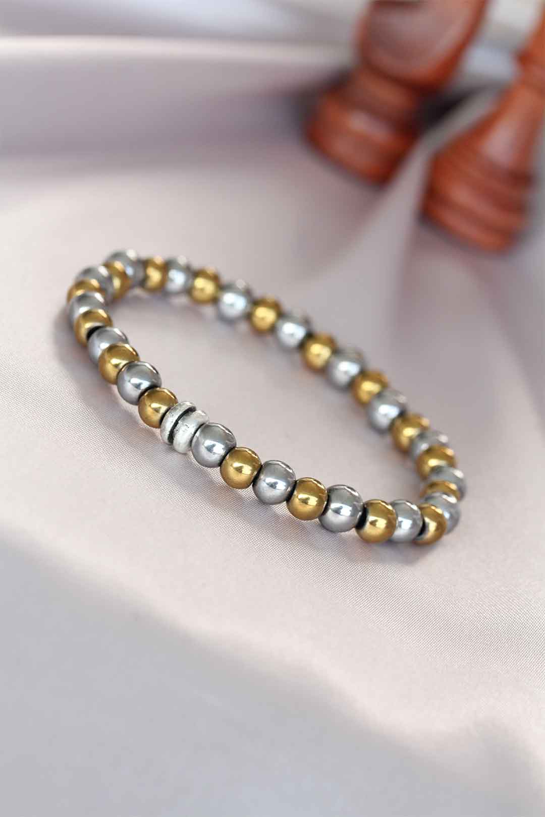 Hematit Silver Gold Renk Doğal Taş Erkek Bileklik