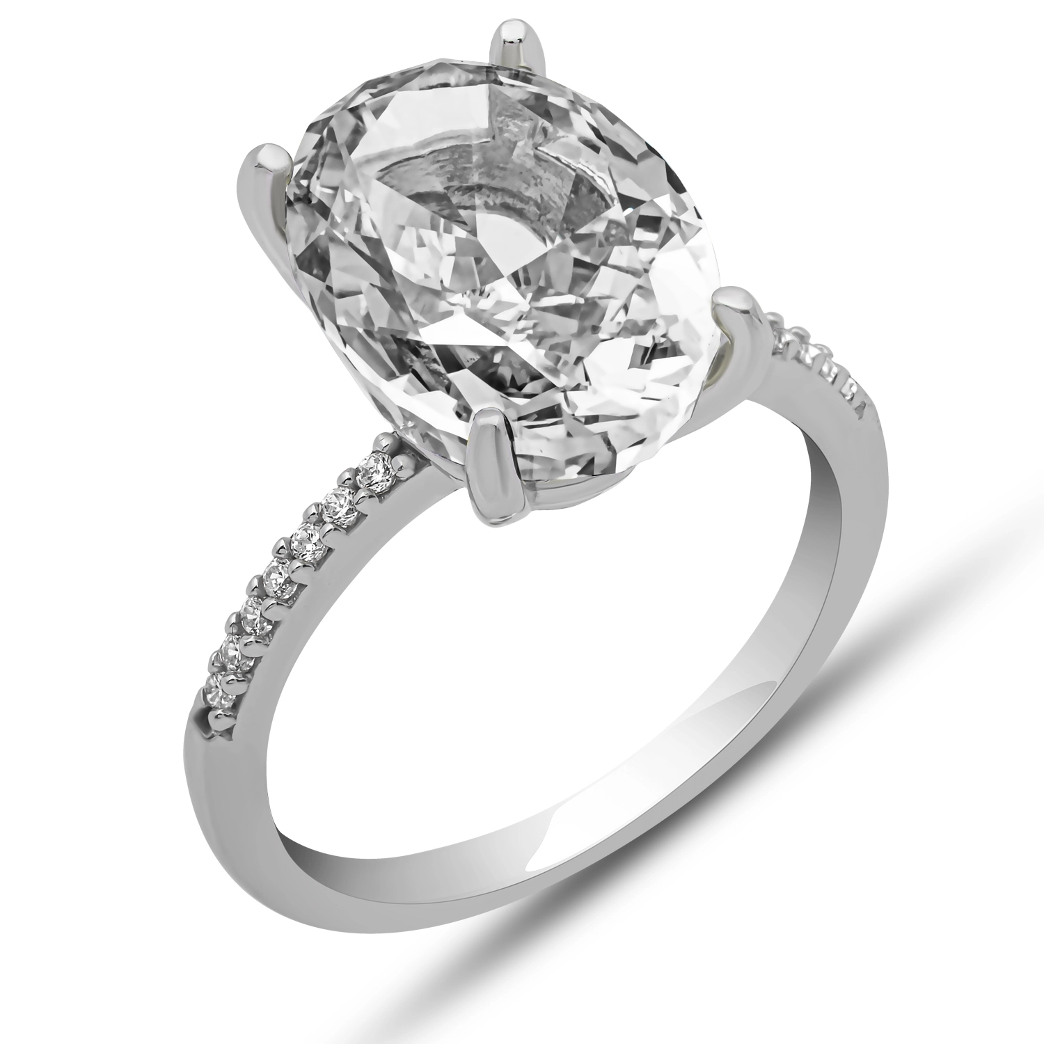 Gümüş Ice Cut Oval Zirkon Taşlı Kadın Yüzük