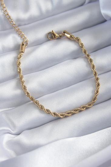 316L Çelik Gold Renk Burgu Zincir Model Kadın Bileklik