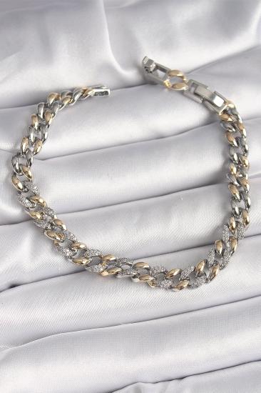 Pirinç Mix Renk Zirkon Taşlı Zincir Model VIP Seri Kadın Bileklik