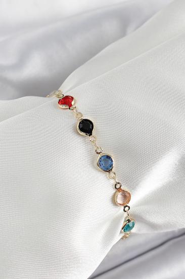 Pirinç Asorti Model Gold Renk Zirkon Taşlı Kadın Bileklik