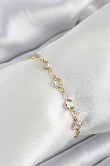 Pirinç Gold Renk Zirkon Taşlı Kadın Bileklik