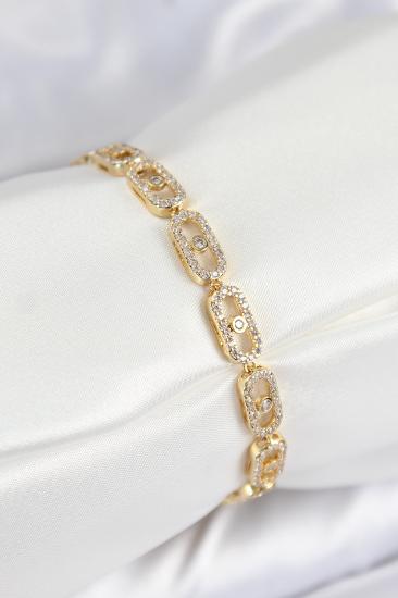 Pirinç Zirkon Taşlı Messika Model Gold Renk VIP Seri Kadın Bileklik