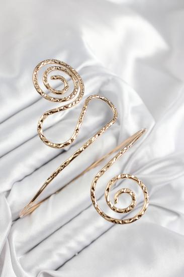 Pirinç Etnik Model Gold Renk Pazu Bileklik