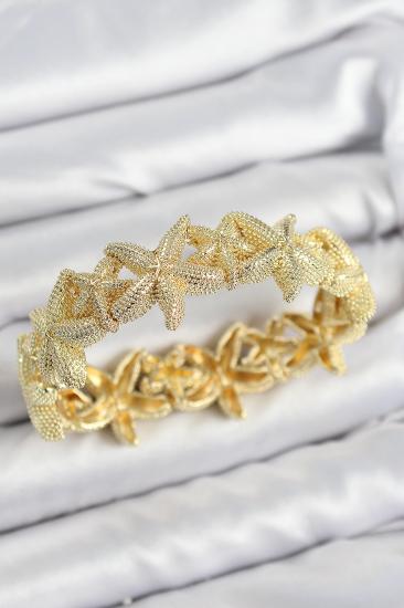 Pirinç Deniz Yıldızı Model Gold Renk Lastikli Kadın Bileklik
