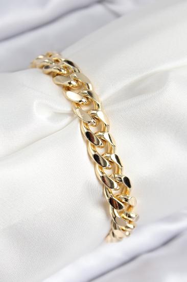 VIP Pirinç Zirkon Taşlı Klasik Zincir Model Gold Renk Kadın Bileklik
