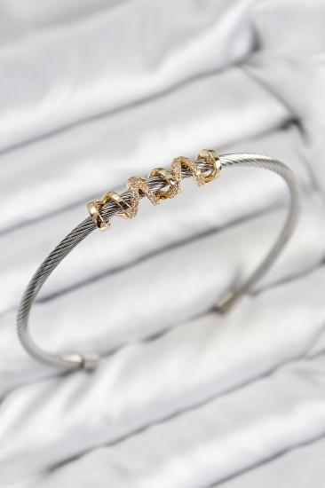 316L Çelik Zirkon Taşlı Model Gold Ve Gümüş Renk Kadın Bileklik