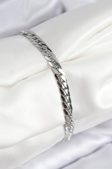 316L Çelik Ezme Zincir Model Gümüş Renk Kadın Bileklik