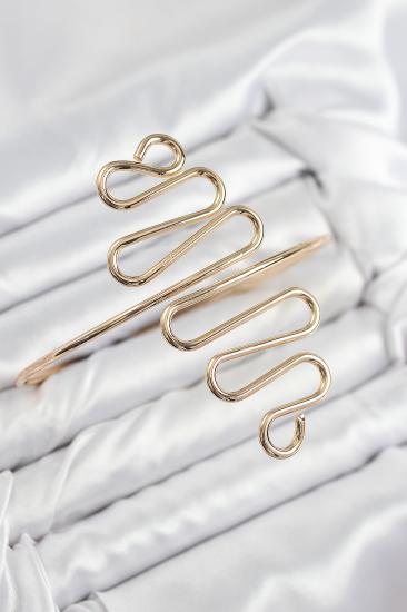 Pirinç Kıvrımlı Model Gold Renk Kadın Pazu Bileklik