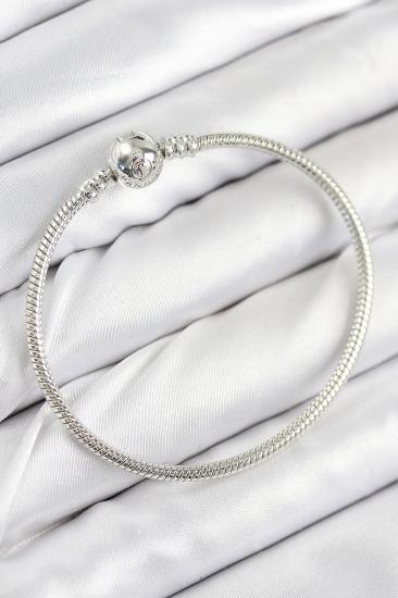 Pirinç Charm Topcuk Model Gümüş Renk Kadın Bileklik
