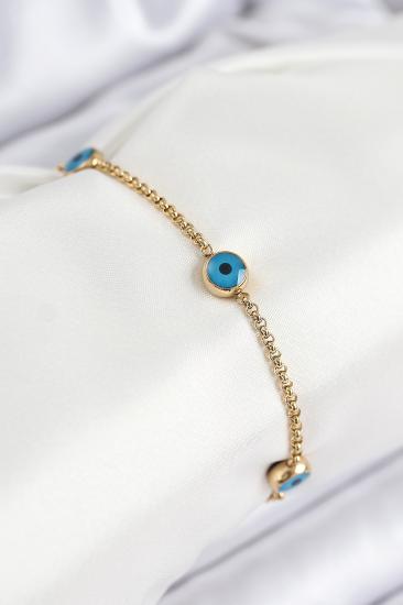 316L Çelik Nazar Boncuğu Model Gold Renk Kadın Bileklik