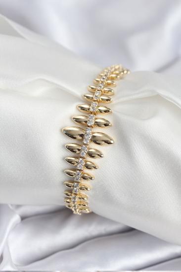 Pirinç VIP Seri Gold Renk Sıralı Damla Model Kadın Bileklik