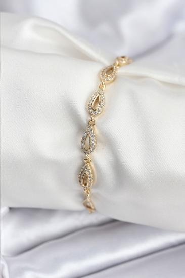 Pirinç VIP Seri Gold Renk Sıralı Damla Model Kadın Bileklik