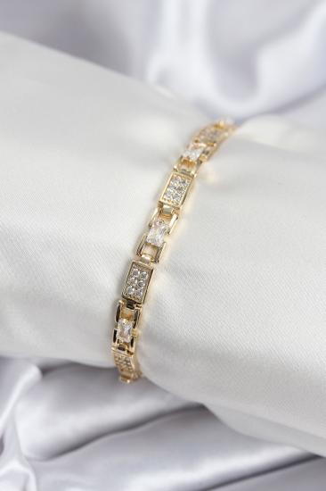 Pirinç VIP Seri Gold Renk Zirkon Taşlı Model Kadın Bileklik