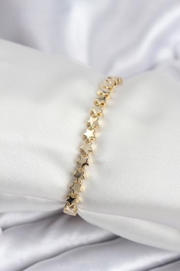 Pirinç VIP Seri Gold Renk Sıralı Yıldız Model Kadın Bileklik