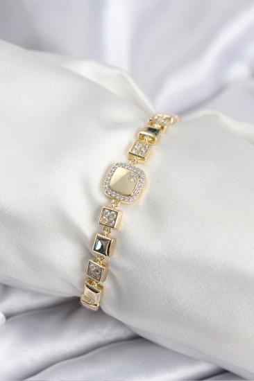 Pirinç VIP Seri Gold Renk Zirkon Taşlı Model Kadın Bileklik