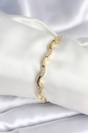 Pirinç Gold Renk Dalgalı Model Kadın Bileklik