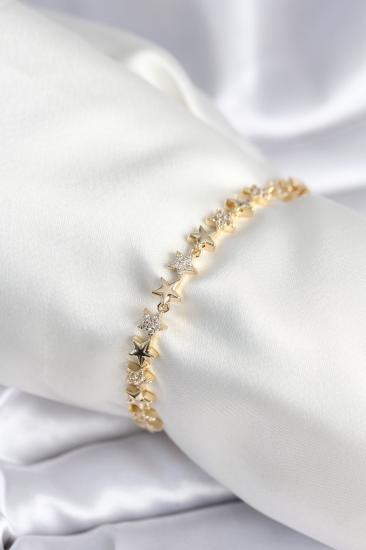 Pirinç Gold Renk Yıldız Model Kadın Bileklik