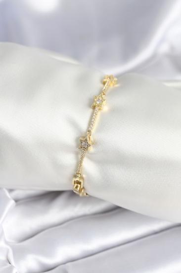 Pirinç Gold Renk Halley Yıldız Model Kadın Bileklik
