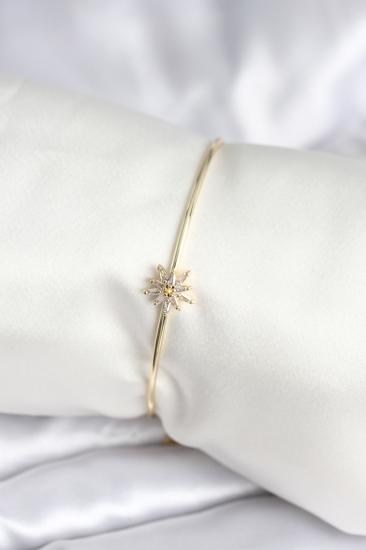 Yıldız Figürlü Gold Renk Pirinç Kadın Bileklik