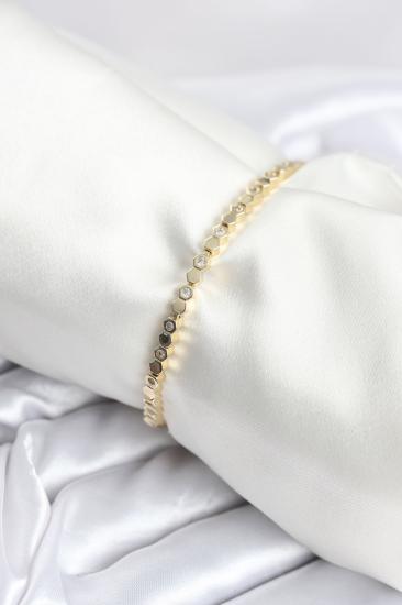 Pirinç Gold Renk İnce Petek Model Kadın Bileklik