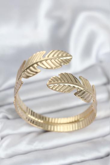 Yaprak Model Gold Renk Kadın Bileklik