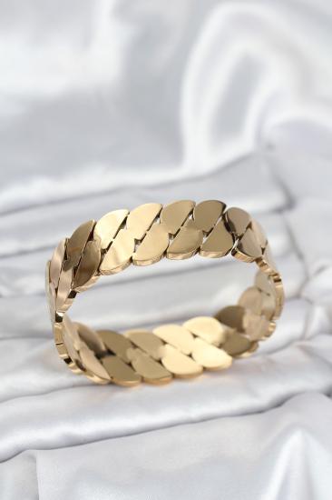 316L Çelik Gold Renk Ezme Zincir Model Kadın Kelepçe Bileklik