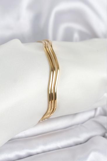 316L Çelik Gold Renk 65 mm Ajda Zikzak Model 3lü Kadın Bileklik