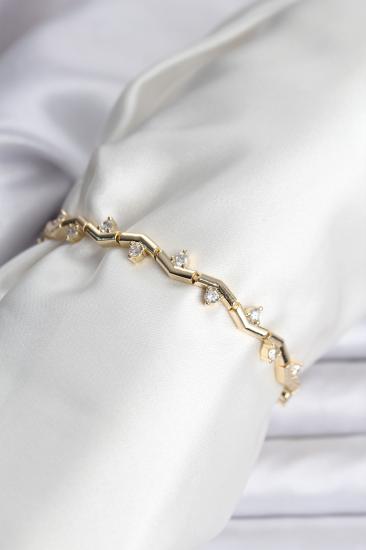 Zikzak Model Pirinç Gold Renk Bileklik
